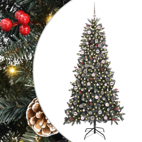 С изкуствено коледно дърво с 300 LED светодиода Зелен 240 cm