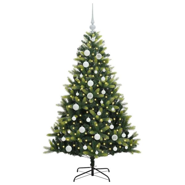 Изкуствен коледен дърво с панти 150 LEDs Зелен 120 cm PVC и PE