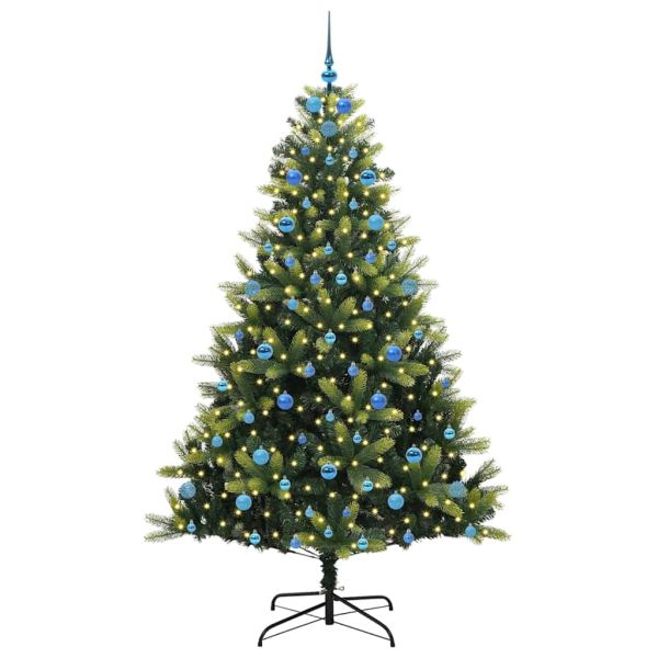 Изкуствен сгъваем коледен дърво с 300 LED светлини Зелен 210 cm