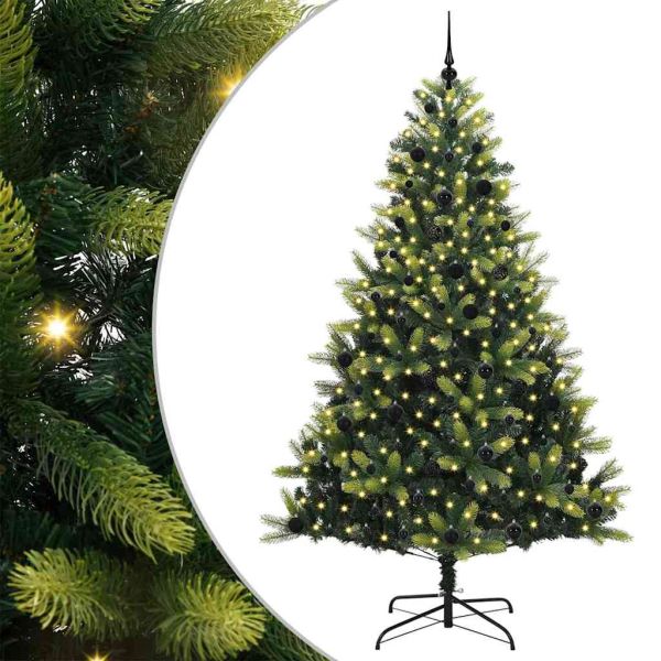 Изкуствен сгъваем коледен дърво с 300 LED светлини Зелен 240 cm
