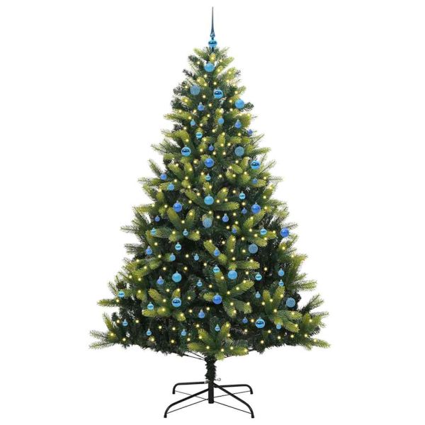 Изкуствен сгъваем коледен дърво с 300 LED светлини Зелен 240 cm