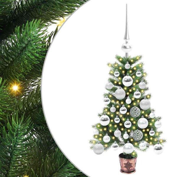 Коледно дърво с 150 LED светодиода с поставка Зелен 65 cm ПЕ