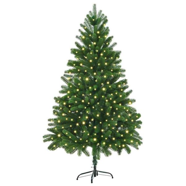Коледно дърво с 300 LED светодиода с поставка Зелен 180 cm ПЕ