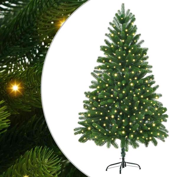 Коледно дърво с 300 LED светодиода с поставка Зелен 180 cm ПЕ