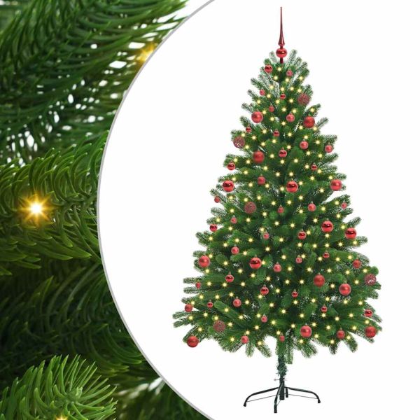 Коледно дърво с 300 LED светодиода с поставка Зелен 180 cm ПЕ