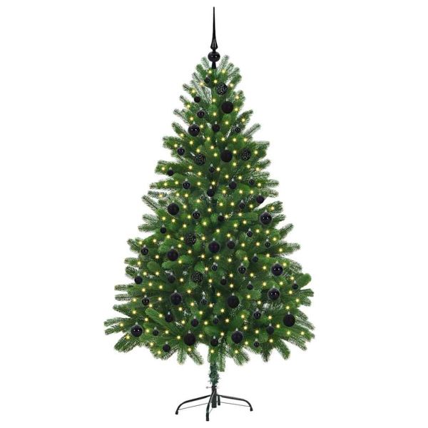 Коледно дърво с 300 LED светодиода с поставка Зелен 180 cm ПЕ