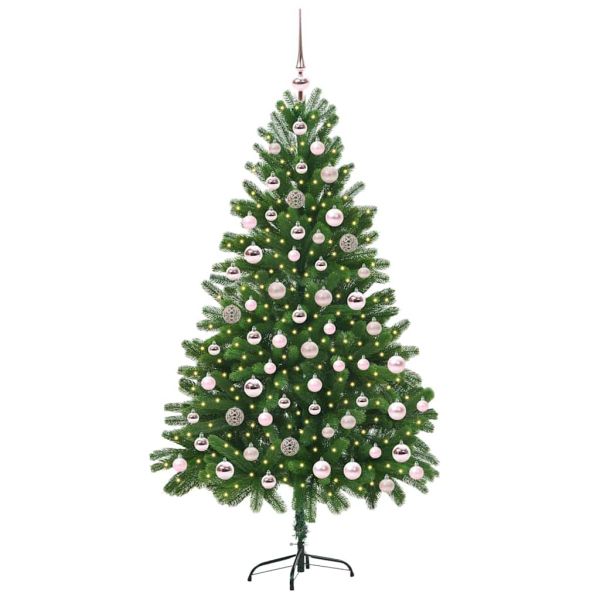 Коледно дърво с 300 LED светодиода с поставка Зелен 180 cm ПЕ