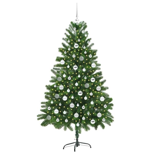 Коледно дърво с 300 LED светодиода с поставка Зелен 180 cm ПЕ