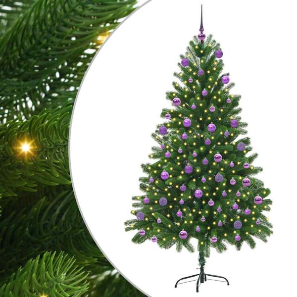 Коледно дърво с 300 LED светодиода с поставка Зелен 180 cm ПЕ