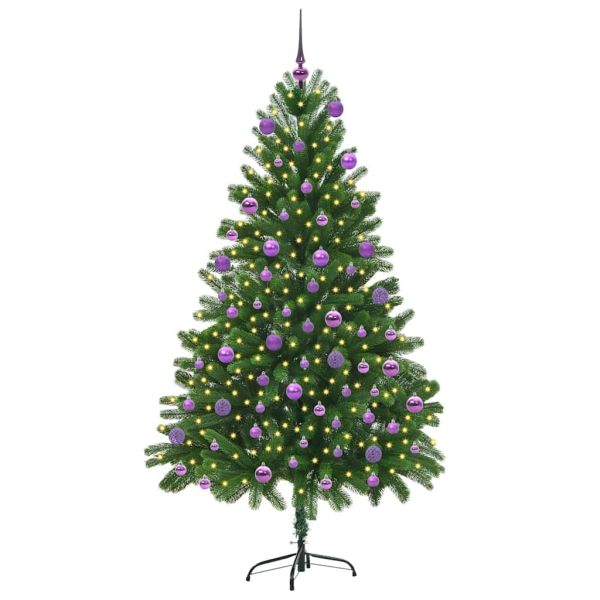 Коледно дърво с 300 LED светодиода с поставка Зелен 180 cm ПЕ