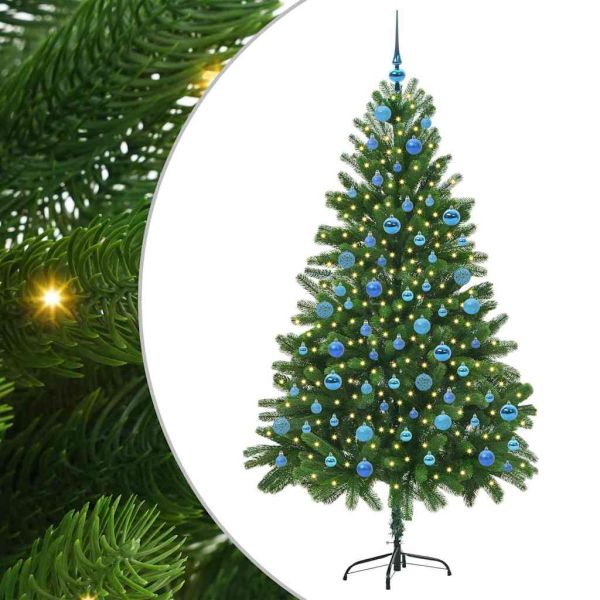 Коледно дърво с 300 LED светодиода с поставка Зелен 180 cm ПЕ