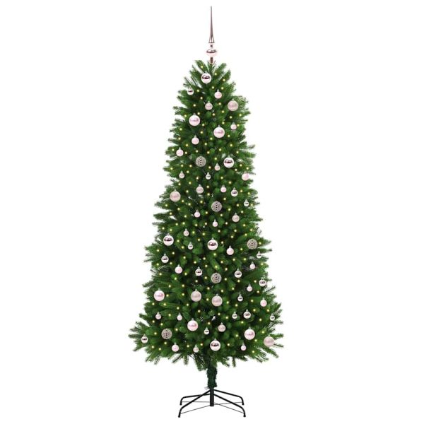 Коледно дърво с 300 LED светодиода с поставка Зелен 240 cm ПЕ