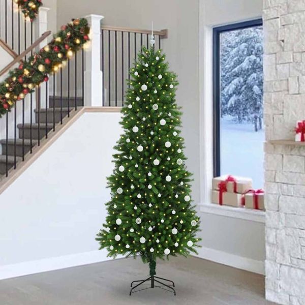 Коледно дърво с 300 LED светодиода с поставка Зелен 240 cm ПЕ