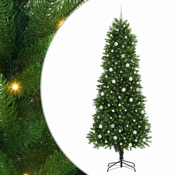 Коледно дърво с 300 LED светодиода с поставка Зелен 240 cm ПЕ