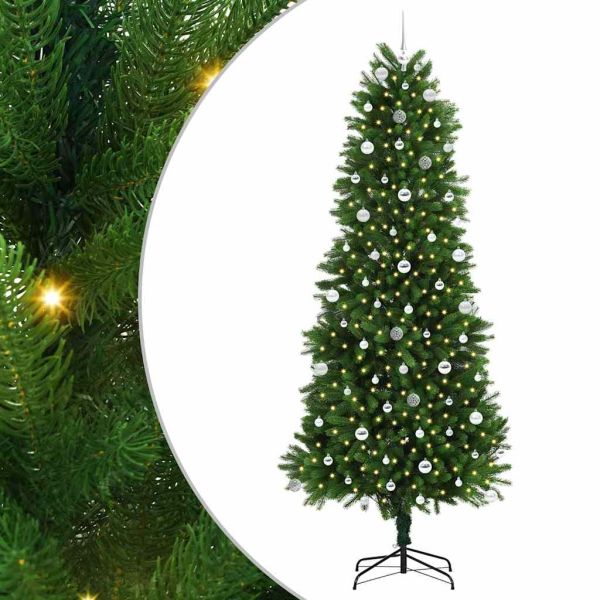 Коледно дърво с 300 LED светодиода с поставка Зелен 240 cm ПЕ