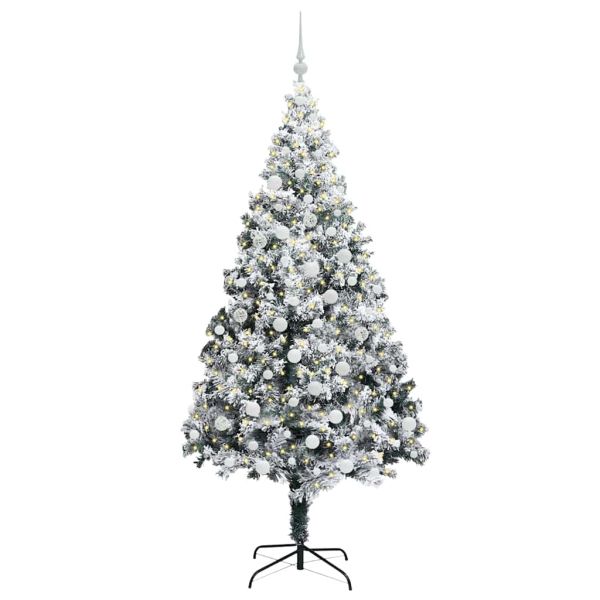 С изкуствено коледно дърво с 300 LED светодиода Бяло 180 cm
