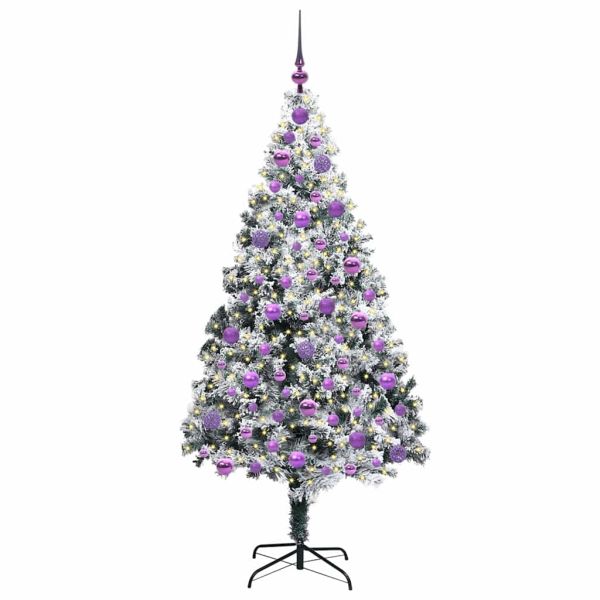 С изкуствено коледно дърво с 300 LED светодиода Бяло 180 cm