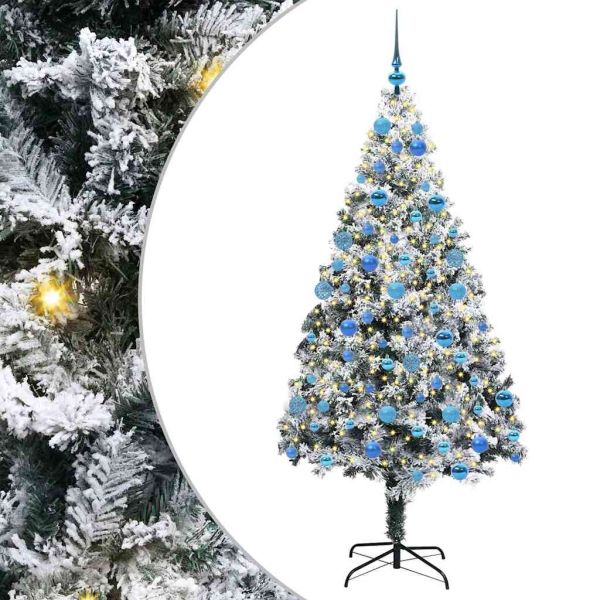 С изкуствено коледно дърво с 300 LED светодиода Бяло 180 cm
