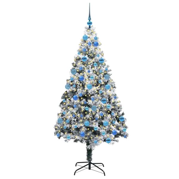 С изкуствено коледно дърво с 300 LED светодиода Бяло 180 cm