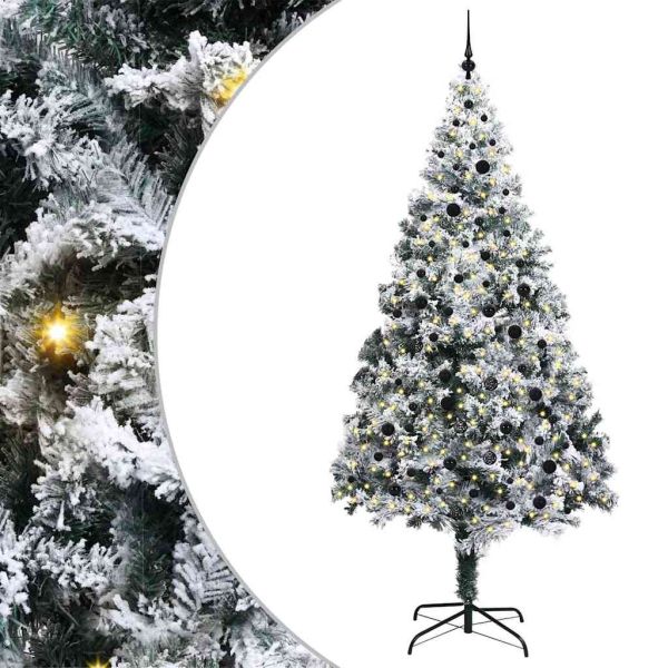 С изкуствено коледно дърво с 300 LED светодиода Бяло 240 cm