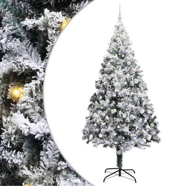 С изкуствено коледно дърво с 300 LED светодиода Бяло 240 cm