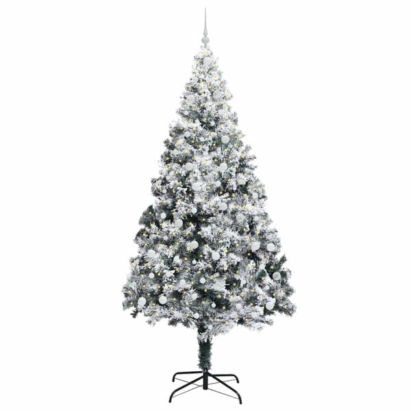 С изкуствено коледно дърво с 300 LED светодиода Бяло 240 cm