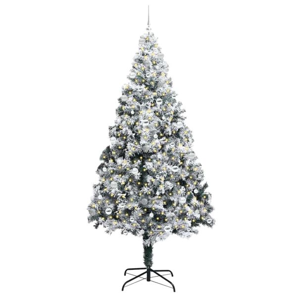 С изкуствено коледно дърво с 300 LED светодиода Бяло 240 cm