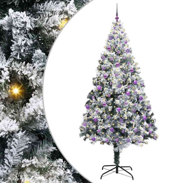 С изкуствено коледно дърво с 300 LED светодиода Бяло 240 cm