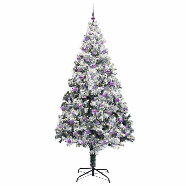 С изкуствено коледно дърво с 300 LED светодиода Бяло 240 cm
