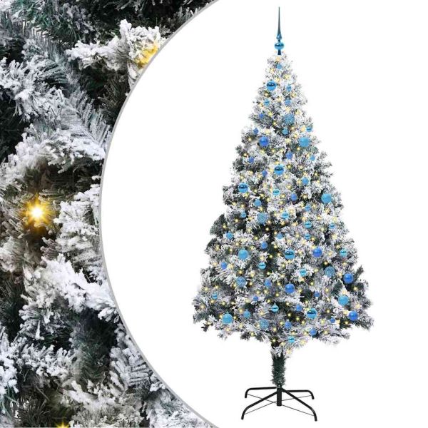 С изкуствено коледно дърво с 300 LED светодиода Бяло 240 cm