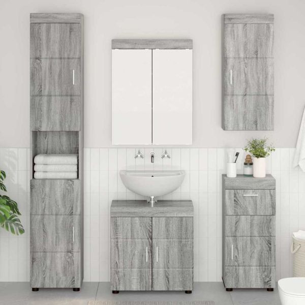 Комплект мебели за баня TULUM 5 pcs Сив Сонома 60 x 34 x 63 см