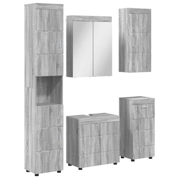 Комплект мебели за баня TULUM 5 pcs Сив Сонома 60 x 34 x 63 см