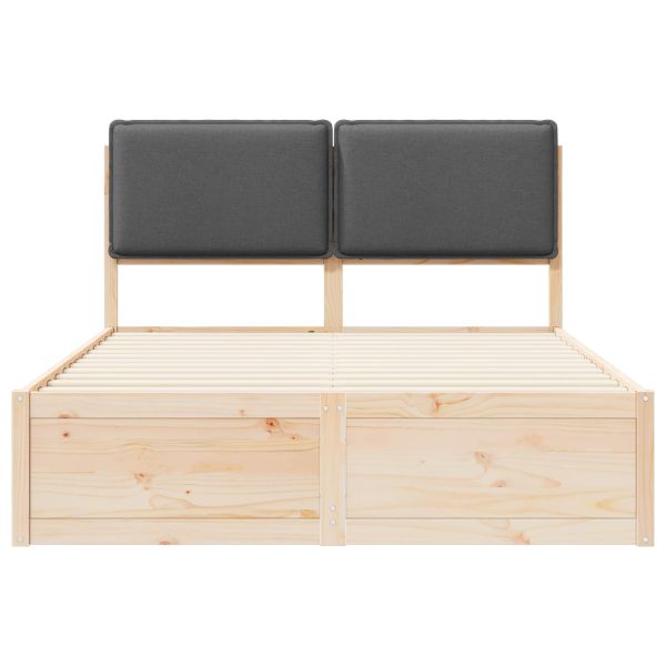 Леглова рамка с тапицирана гръбна част Тъмен сив 160 x 200 cm