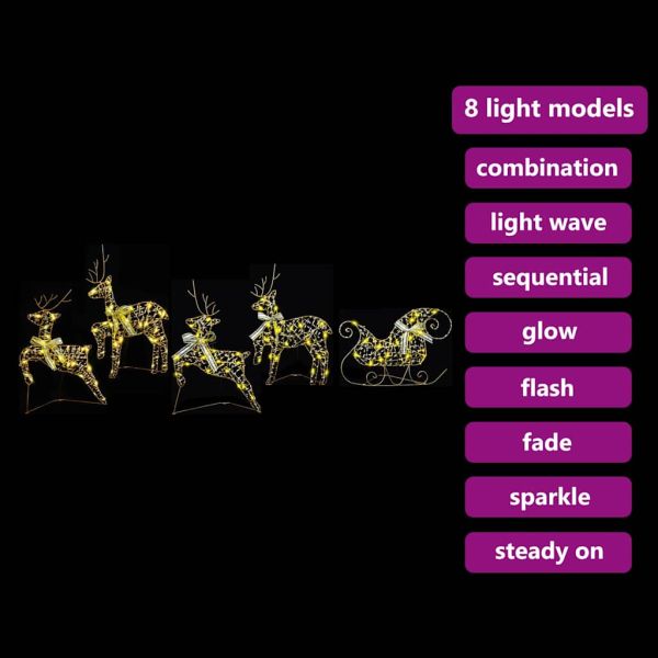 LED елени с 40 LED светодиода 5 pcs Златист PET