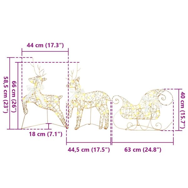 LED елени с 40 LED светодиода 5 pcs Златист PET