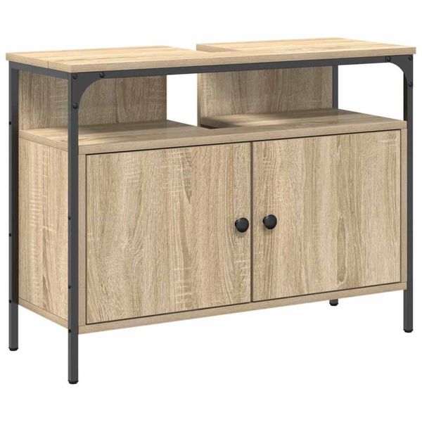 Комплект мебели за баня с рафт 4 pcs Сонома дъб Инженерно дърво