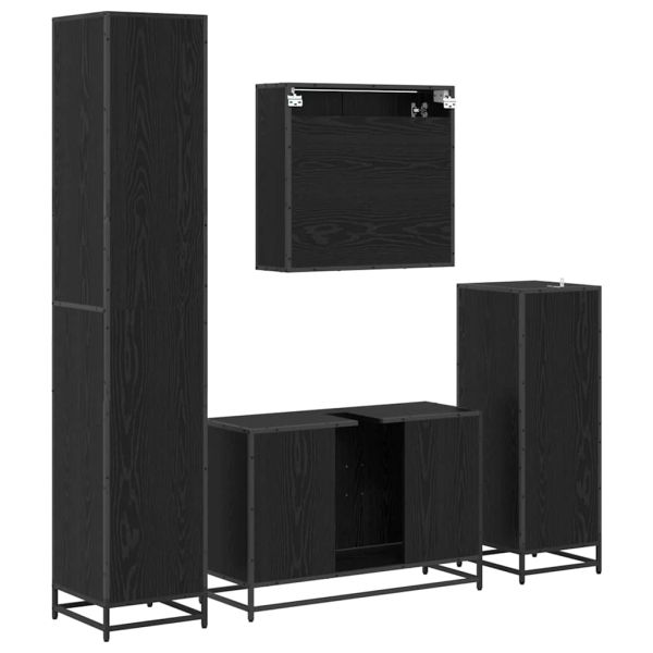 Комплект мебели за баня с рафт 4 pcs Черния дъб Инженерно дърво
