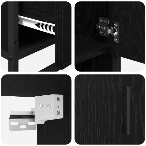 Комплект мебели за баня с рафт 3 pcs Черния дъб Инженерно дърво