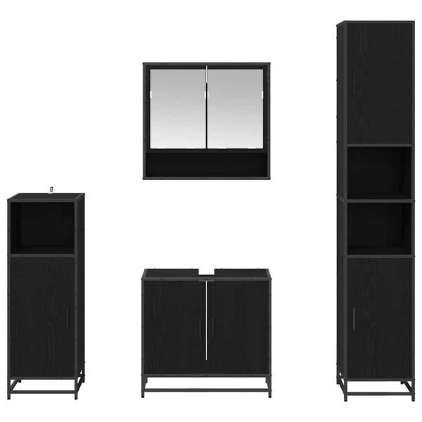 Комплект мебели за баня с рафт 4 pcs Черния дъб Инженерно дърво