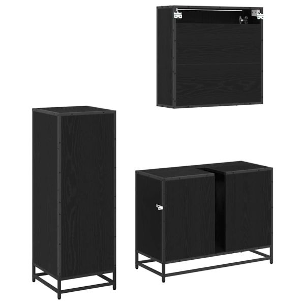 Комплект мебели за баня с рафт 3 pcs Черния дъб Инженерно дърво