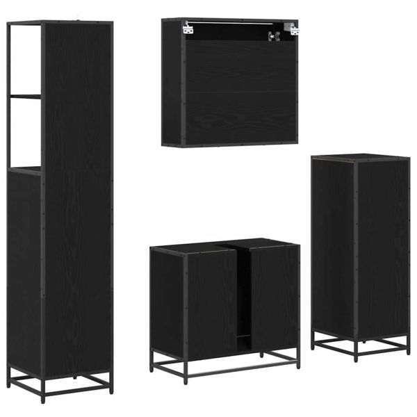 Комплект мебели за баня с рафт 4 pcs Черния дъб Инженерно дърво