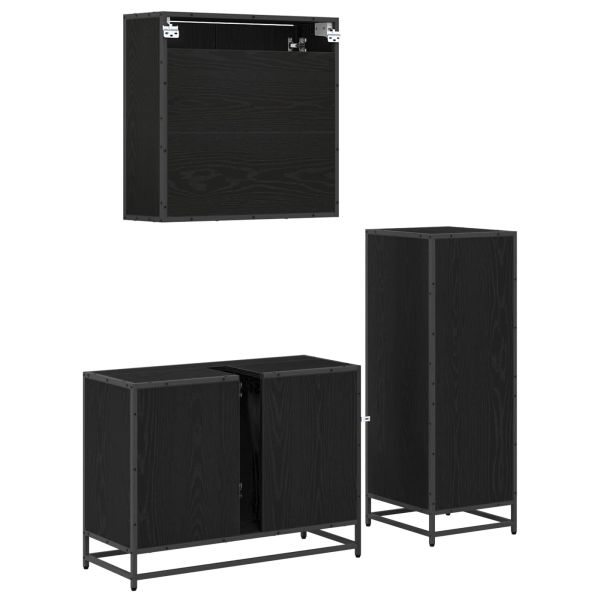 Комплект мебели за баня с рафт 3 pcs Черния дъб Инженерно дърво