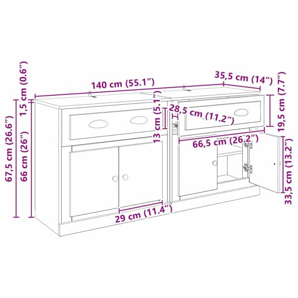 Скейдбордове с чекмедже 2 pcs Старо дърво 70 x 35,5 x 67,5 см