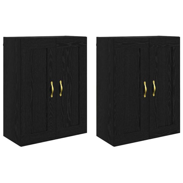 Стенно монтиран шкаф 2 pcs Черния дъб 69,5 x 34 x 90 см
