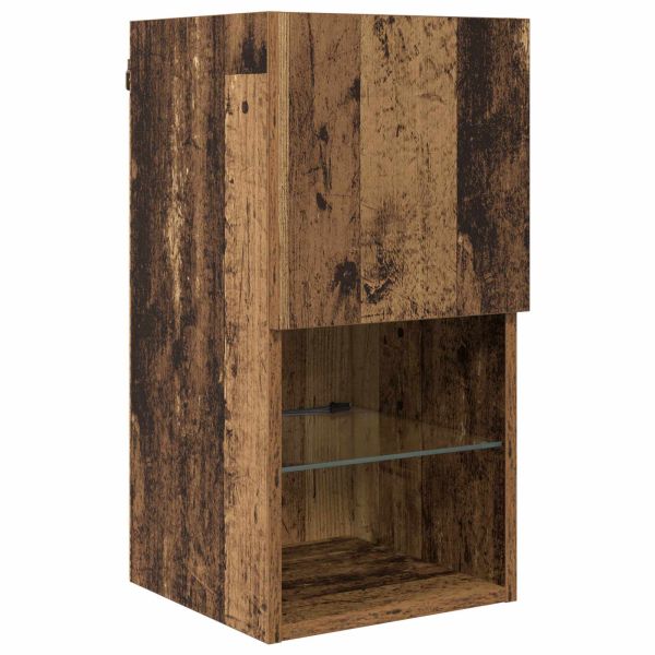 ТВ стенни единици с LED с LED 6 pcs Старо дърво Инженерно дърво