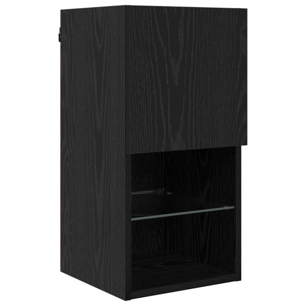 ТВ стенни единици с LED с LED 6 pcs Черния дъб Инженерно дърво