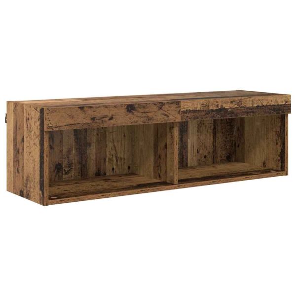 ТВ стенни единици с LED 6 pcs Старо дърво Инженерно дърво