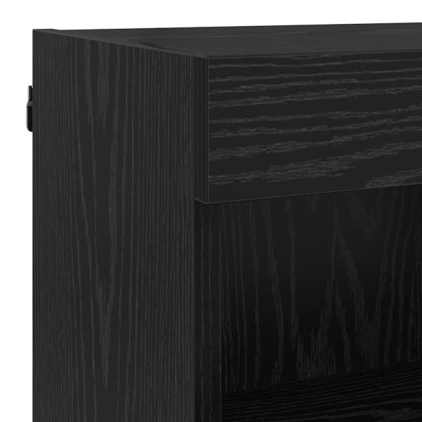 ТВ стенни единици с LED 6 pcs Черния дъб Инженерно дърво