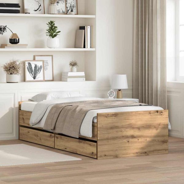 Рамка за легло с чекмедже Дъб 100 x 200 cm Солидно борово дърво