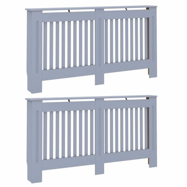 Калъф за радиатор 2 pcs Сив 152 x 19 x 81,5 см Инженерно дърво